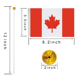 WXTWK 12 Pack Canada Flag Canadian Desk Flag Small Mini Canadian Office Table Flags With Stand Base,Home Office Festival Events Celebration Decorations