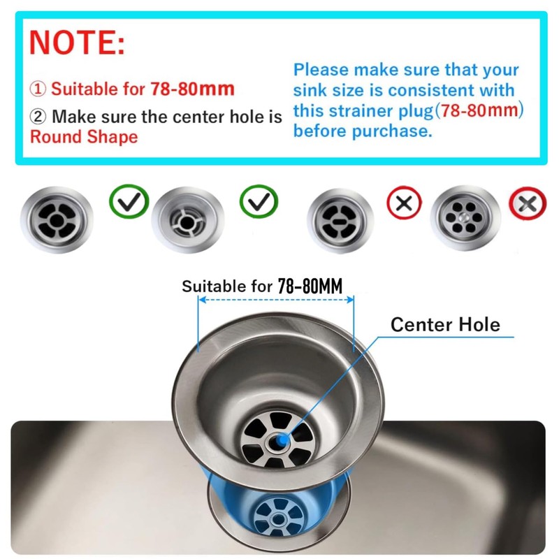 YOXITIXOT Kitchen Sink Plug and Strainer, Stainless Steel Sink Plug
