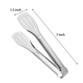 JXHAPY Serving Tong Kitchen Tongs,Buffet Tongs, Stainless Steel Food Tong Serving Tong,small tongs 6 Pack (7 Inch)