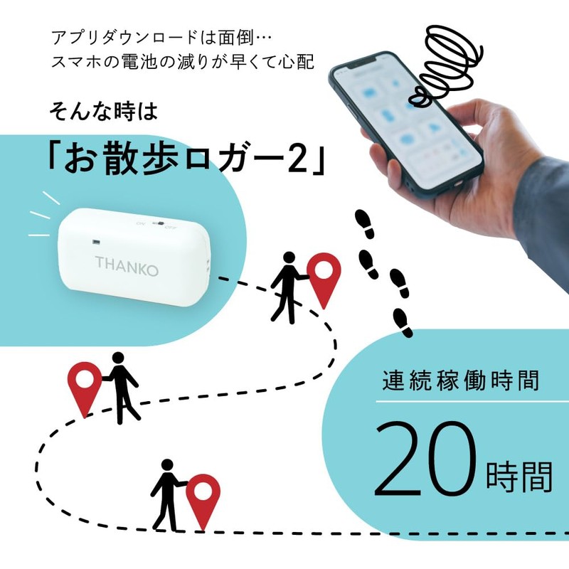 THANKO Ultra-Compact GPS Data Logger "Stroll Logger 2" SMGP25CWH GPS