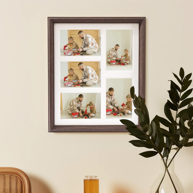 Gmllary 11x14 Collage Picture Frame Walnut, 5-4x6 Photo Frame, 1