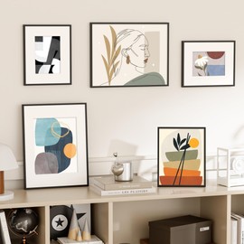 Acovy 8x10 Picture Frame, Aluminum 8x10 Frame Matted to 5x7, 8x10 Photo Frame with High Definition Plexiglass, Metal 8x10 Frame for Wall or Tabletop Display, Wall Hook Included (Black, Pack of 1)