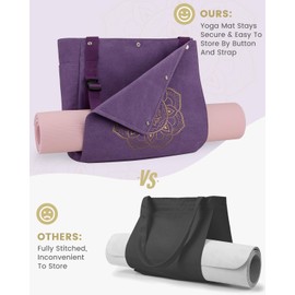 Gonex Yoga Mat Bag, Yoga Gym Bag Tote Bag with Multi Pockets for Women Men, Canvas Yoga Mat Carrier Take in Out Mat Easily for Pilates Travel Workout Office