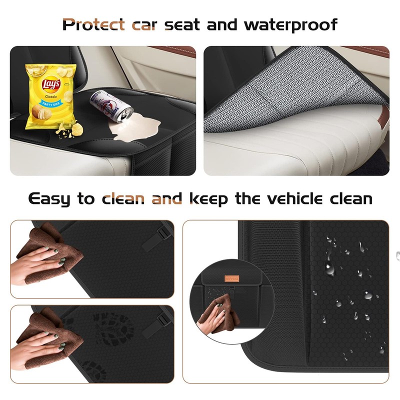 Non-Slip Backing Backseat Car Organizer Kick Mat with Storage Pockets,