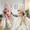 4 Pieces Winter Hat Scarf Glove Set for Women,Fleece Lined