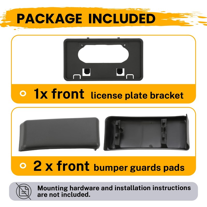 ECOTRIC Front Bumper Guards Pads + License Plate Frame Compatible