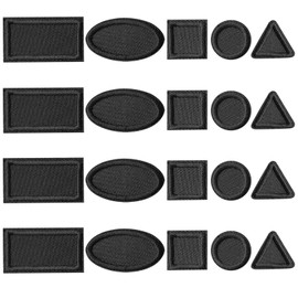 20 Pcs Black Mini Geometric Shapes Iron on Patches, Small Size Rectangle,Ellipse,Circle,Triangle,Square Applique Patch, Sew On Embroidered Applique Patches for Bags, Jeans, Clothes,Backpacks