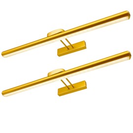 MQOUO 24.4" Wireless Picture Lights, Rechargeable Battery Art Display Light with Remote Control, Dimmable/Timer Off Dartboard Light, 3 Lighting Modes Full Metal Painting Display Lights (Gold-2Pack)