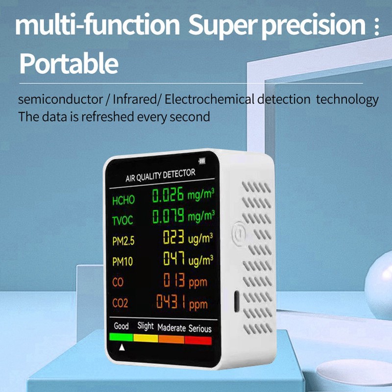 Air Quality Monitor Portable LCD Backlight Screen CO2 TVOC HCHO