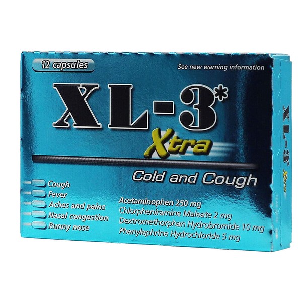 XL-3 Xtra Cold Medicine. Relief for Cold, flu, Fever, Aches and Pains. 12 Caps
