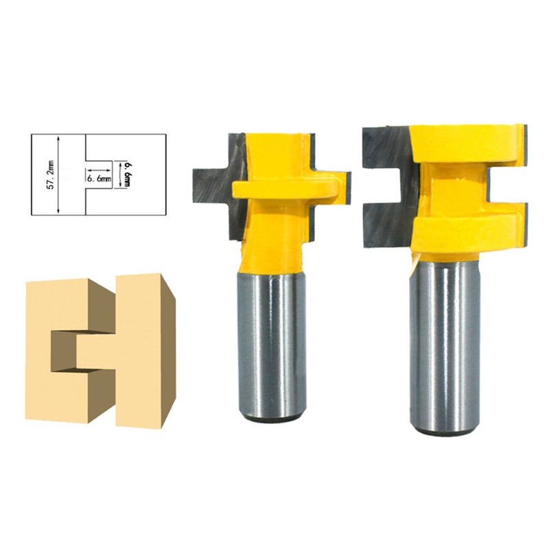 2Pcs Router Bit Cemented Carbide Slotting Cutter Bit 1/4in Shank