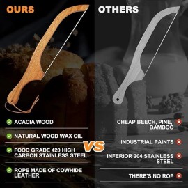 HAOIOKSC Bread Slicer for Homemade Bread, 15.7 In Wooden Sourdough Bread Knife- Ergonomic