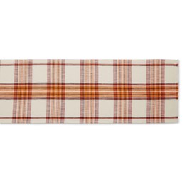 DII Thanksgiving & Fall Table Decoration Autumn Farmhouse Plaid, Table Runner, 14x108, Pumpkin Spice Orange