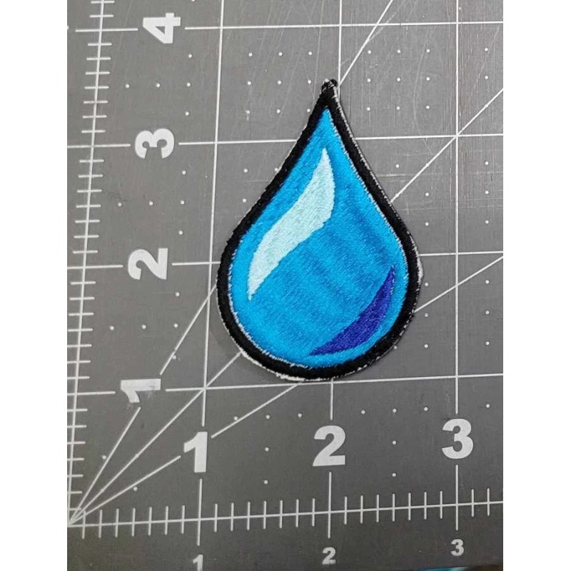 EmbroideryByZevotek Water Drop Iron on Sew on Patch Jacket Tag