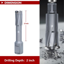 GRIXLEN 5/8" x 2" Annular Cutter with Weldon Shank,Carbide Tip Annular Drill Bit for Stainless Steel, Iron (2" Depth, 5/8" Diameter)