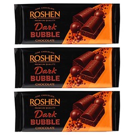 Roshen "Aerated" Fine Dark Chocolate Bar, Kosher and Halal (2.81 oz/80 grams) Pack of 3