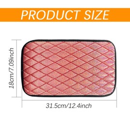Lecctso Car Armrest Cover, Car Center Console Cushion Pad, Car Armrest Waterproof Non Slip Interior Accessories, Car Arm Rest Seat Storage Box Mat, Shiny Armrest Seat Box Cover Suitable for Most Cars
