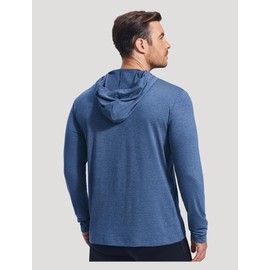 PINSPARK Men's Active Long Sleeve Hoodie Pullover Lightweight Sweatshirts Quick Dry Running Hiking Shirts Navy