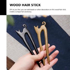 Mikinona Vintage Cat Wood Hair Stick Made of Sandalwood Elegant Hair Accessories for Weddings and Parties Hand Carved for Creative DIY Hair Accessories Suitable for Women's Hair DIY Various Hairstyles