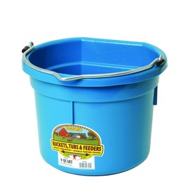 Little Giant Plastic Animal Feed Bucket (Teal) Flat Back Plastic Feed Bucket with Metal Handle (8 Quarts / 2 Gallons) (Item No. P8FBTEAL)