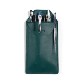 Genius Lab Gear Lab Coat Pocket Protector - Faux Leather Tools Pen & Marker Holder Organizer Pouch - Scientists-Engineers - Holds Laboratory Accessories - Tweezers, Spatula, Badge ID - (Spruce Green)