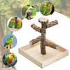 BNOSDM Portable Bird Perch Stand with Potty Tray,Natural Wood Round