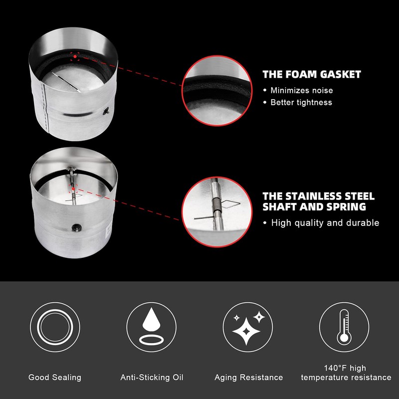 FRESH SPEED 6-Inch Professional Backdraft Damper Shutter Connector Duct