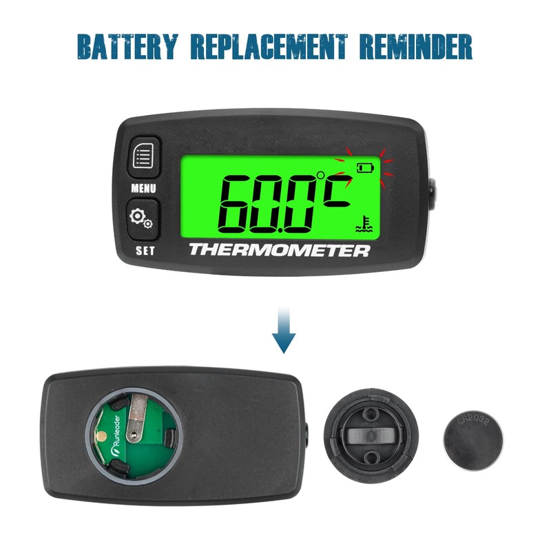 Runleader Digital Engine Temperature Meter Green Backlight Display for Lawn