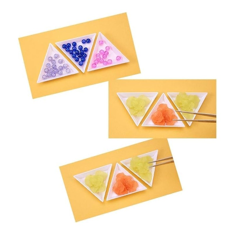 20 Pcs Plastic Triangle Bead Sorting Trays Diamond Rhinestone Plates