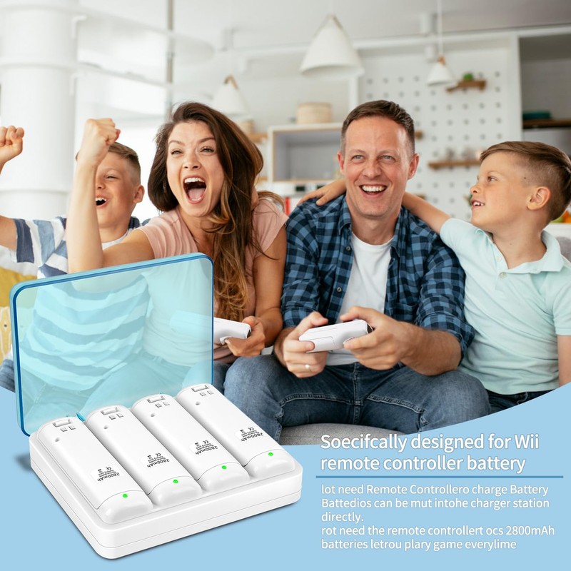 DTianSir Wii Remote Battery Charger,4 in 1 Charging Station with