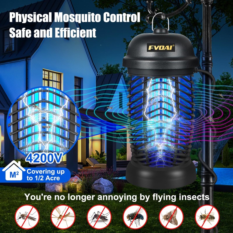 FVOAI Bug Zapper Outdoor, Mosquito Zapper, Fly Zapper, Insect Zapper