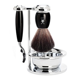 MÜHLE Rasierset mit Schale - Vivo Serie - Black Fibre - kompatibel mit Gillette-Klingen - Edelharz schwarz