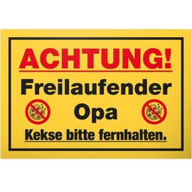 DankeDir! Freilaufender Opa Kekse bitte fernhalten - 30 x 20 cm Sign - Birthday Gift Grandpa Craftsman Gift Father's Day - Birthday Grandfather Funny Gift Idea