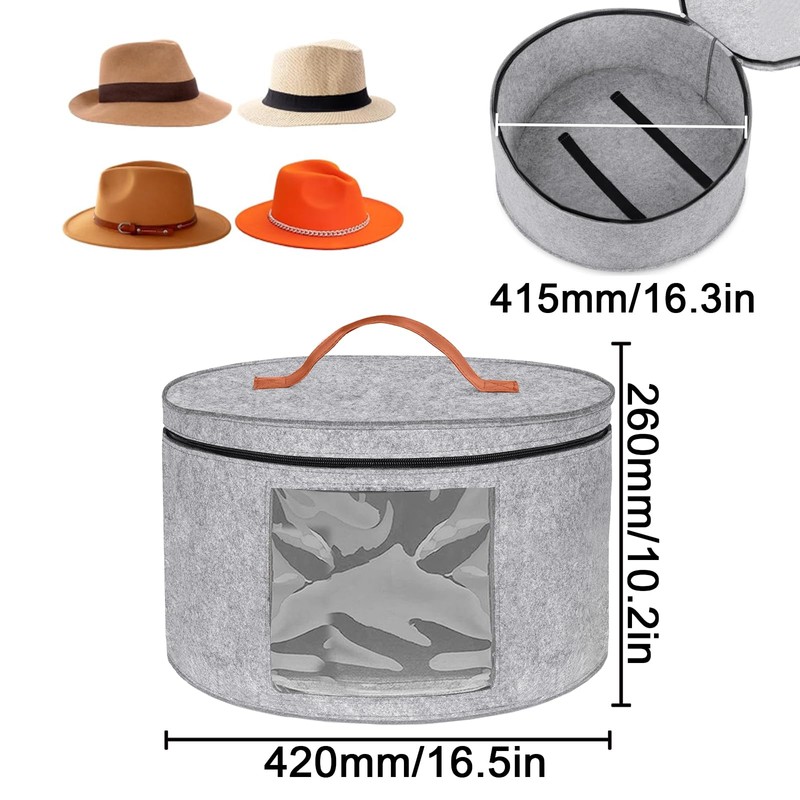 Rierousy Hat Box Round Foldable Hat Storage Boxes Fabric with