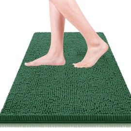 Flotstiga Bathroom Rugs 32x20,Super Absorbent Soft,Thick,Machine Washable Chenille Bath Mat,Non Slip Toilet Floor Rug,Bath Mats for Bathroom Floor, Home Decor Accessories,Dark Green