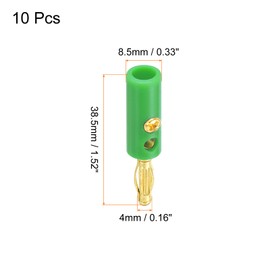 PATIKIL 10 Pack Banana Plugs Connector Screw Type Speaker Banana Plugs 4mm Gold-Plated Alloy Green for Speaker Wires, Sound Systems, Video Receivers, Home Theater
