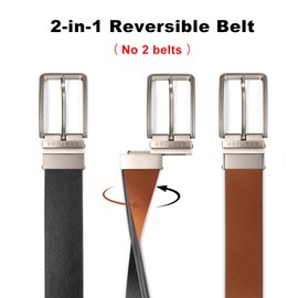 BESTKEE Men's Leather Belt, 35 mm Men's Belt, Suit Belt, Denim Belt for Men, One Belt Reversible Two Colours, Black (brown)