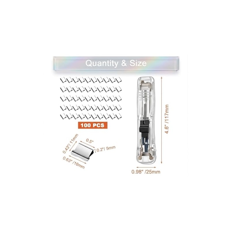 Portable Binder Clip Stapler 2-Pack, Cute Push Clip Dispenser for