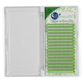 Dermastil 3D Premade Handmade Volume Eyelashes, Ready-to-Use Fan without Knots, C Curl, Thickness 0.07 mm, for Eyelash Extension, PBT, Vegan (13 mm)