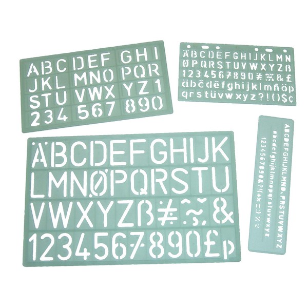 Major Brushes Lettering Stencils 5-30 mm Set of 4