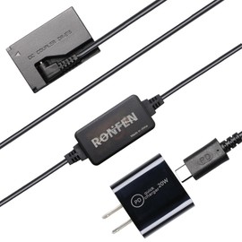 RONFEN DR-E15 DC Coupler ACK-E15 AC Power Adapter LP-E12 Dummy Battery USB-C Cable PD Adapter Kit for Canon EOS Rebel SL1, 100D DSLR, Kiss X7, PowerShot SX70 HS Cameras