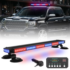 XRIDONSEN 28.4" 80 LED Roof Top Police Lights Red Blue Police Light Bar Emergency Strobe Warning Flashing Safety Double Side Traffic Advisor Lights Magnetic Mount for Law Enforcement Vehicles Trucks