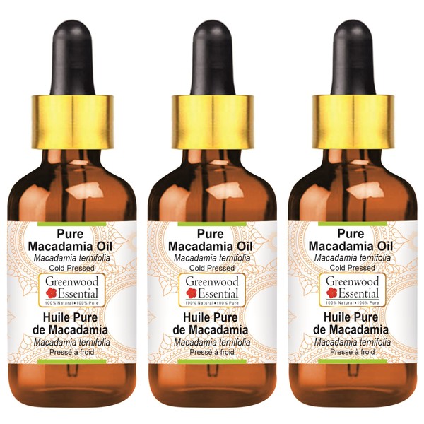 Greenwood Essential Pure Macadamia Oil (Macadamia ternifolia) with Glass Dropper