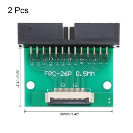 MECCANIXITY 2pcs FFC FPC Connector Board 26 Pin 0.5mm Socket to 2.54mm Double Row Right Angel DC3 Male Pin Header Strip Adapter, PCB Converter Board for LCD TVs/Digital Cameras/Laptops