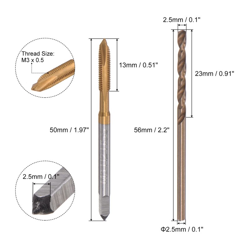 sourcing map M3 x 0.5 Spiral Point Thread Tap and