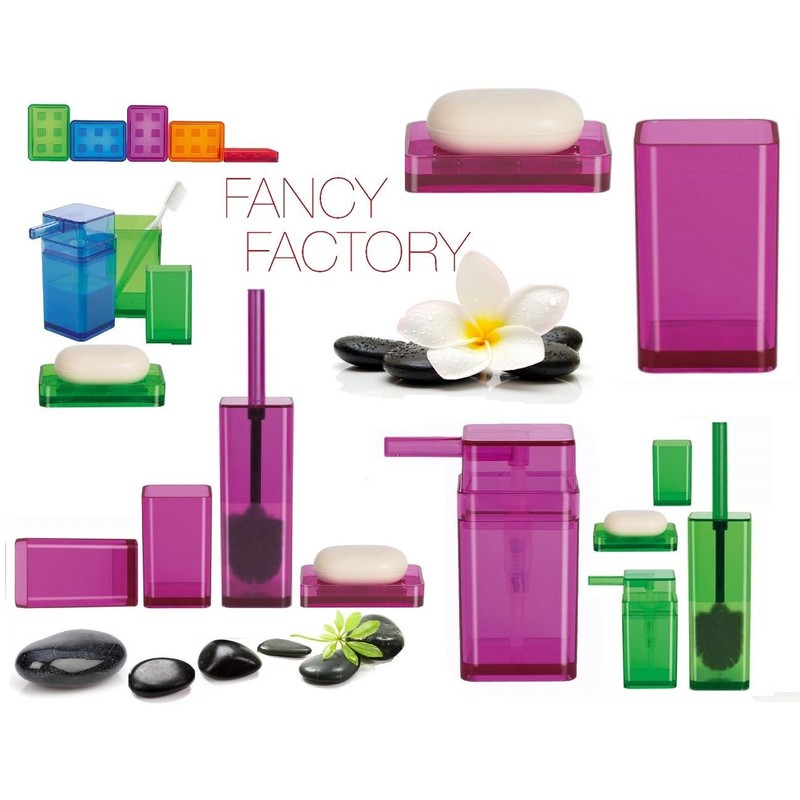 Spirella 10.15299 Toilet Brush Cubo Clear Fuchsia