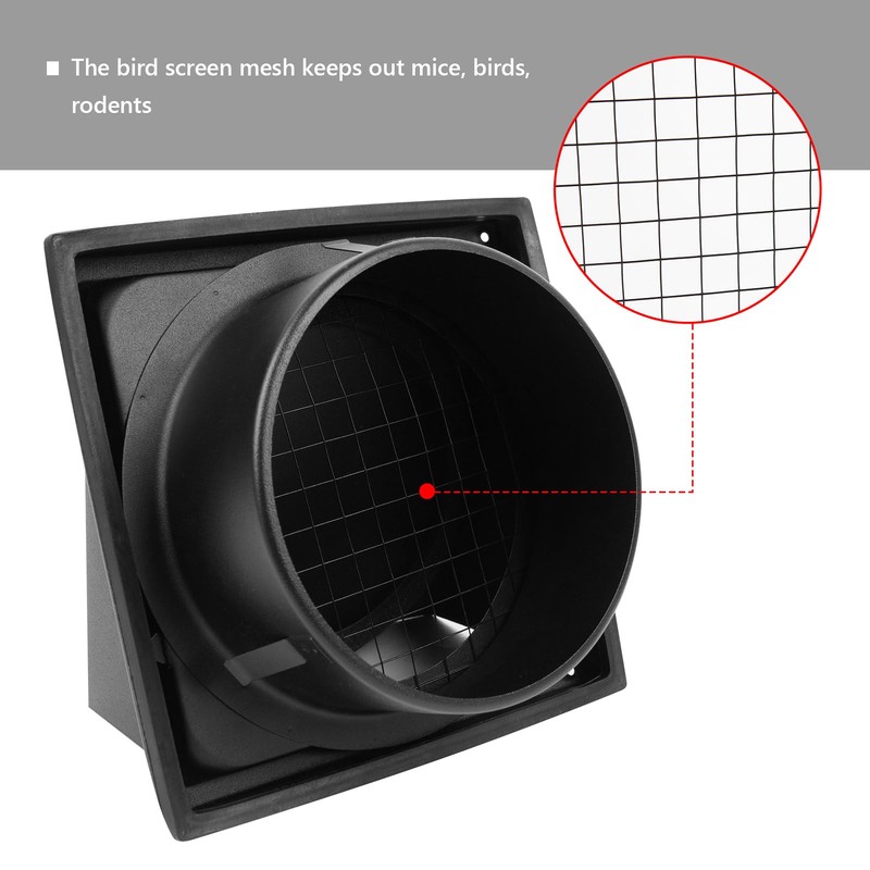 FRESH SPEED 4 Inch Black Dryer Vent Cover Outside Stainless