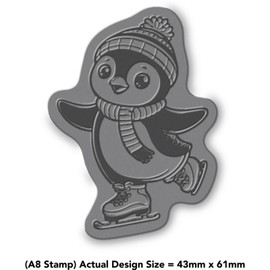 A8 'Happy Penguin Ice Skating' Unmounted Rubber Stamp (RS00056666)