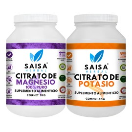 Citrato De Magnesio 1 Kg. Y Citrato De Potasio 1 Kg. Sin Sabor