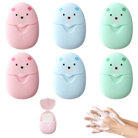 UTMACH 300 Pieces 6 Boxes Soap Box Leaves Soap Mini Soap Paper Portable Soap Paper Soap Paper Soap Sheets with Plastic Box Soap for On the Go Travel Camp Outdoor Hiking